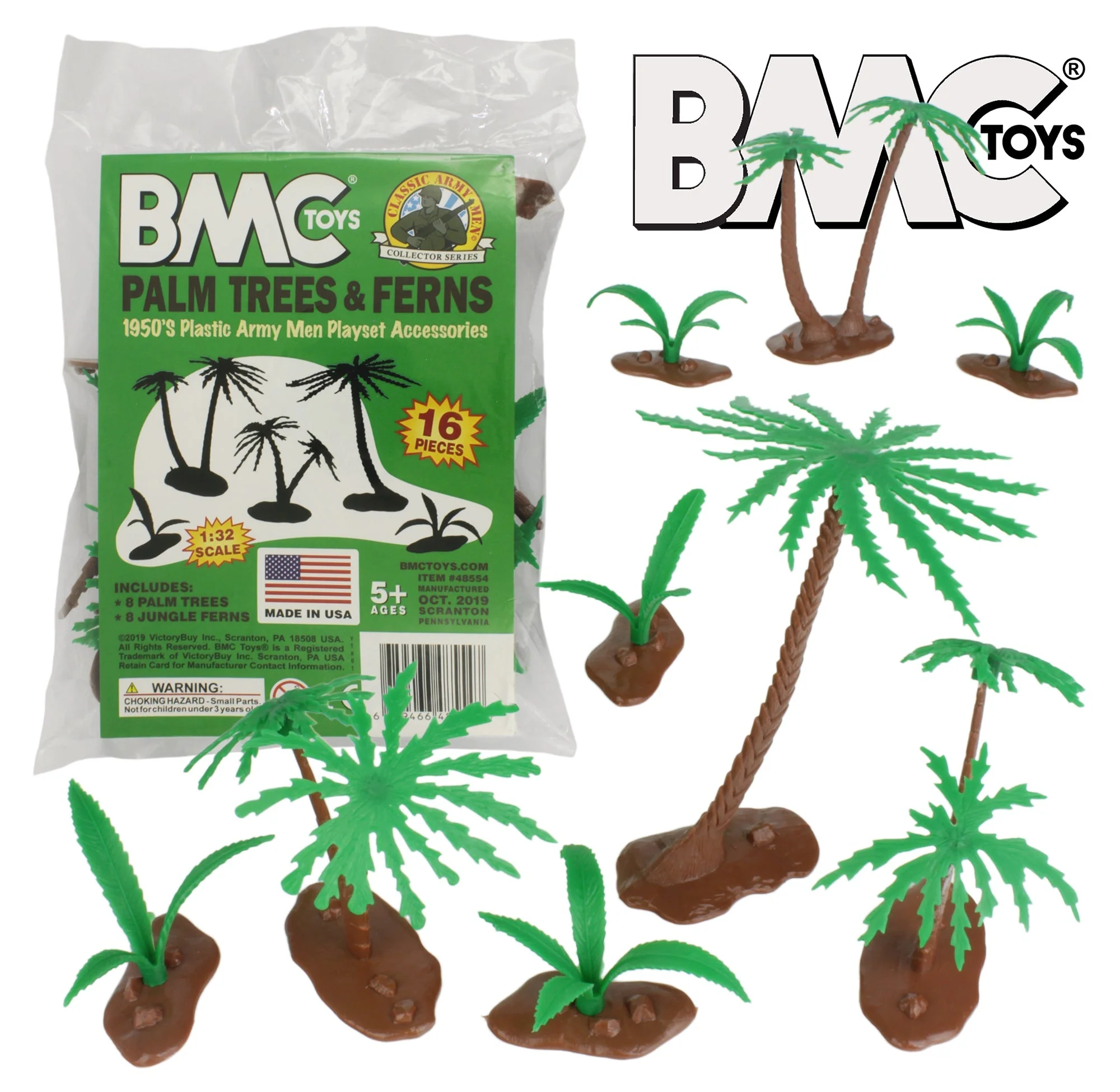 BMC Classic Marx Palm Trees & Jungle Ferns - 16pc Plastic Playset Accessories - Image 7