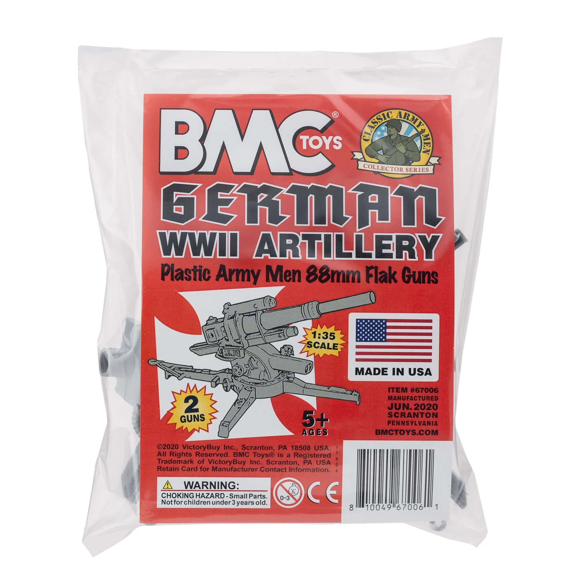 BMC Classic WW2 German 88mm Artillery - 2pc Gray Plastic Army Men Accessories - Image 6