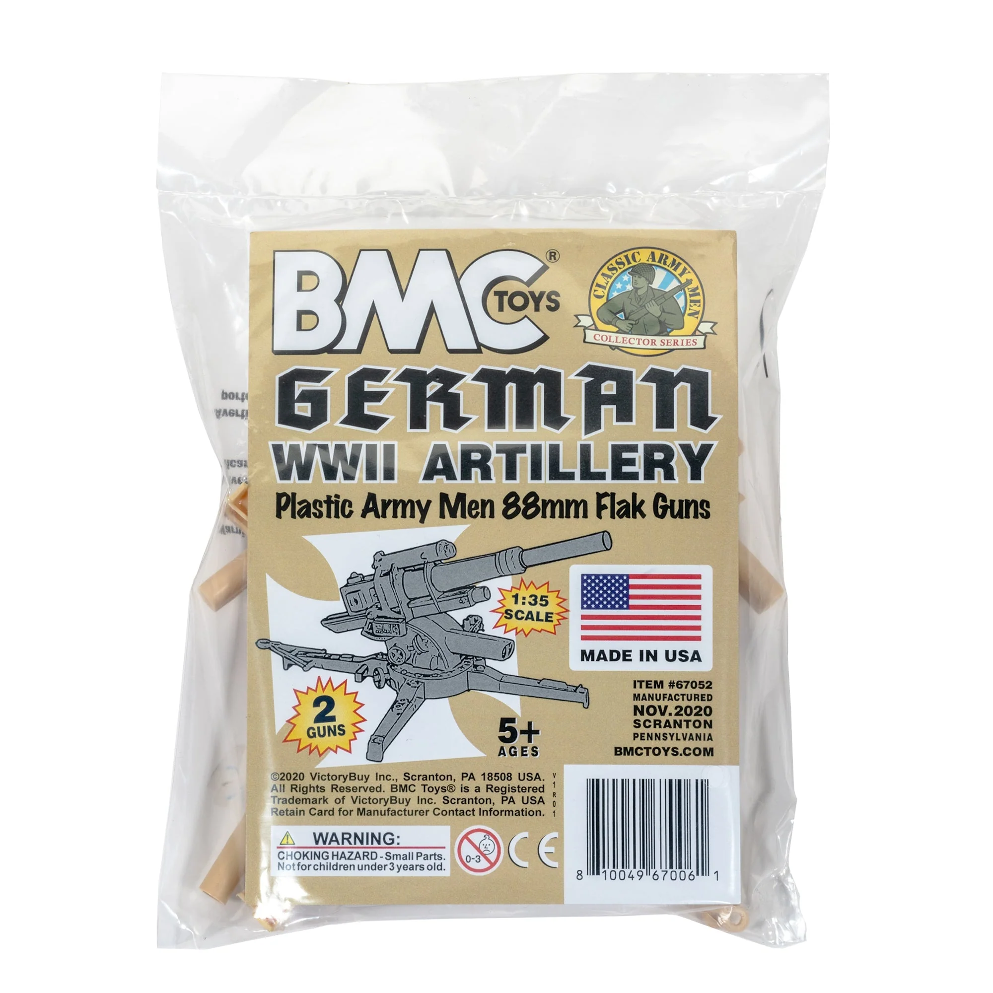 BMC Classic WW2 German 88mm Artillery - 2pc Tan Plastic Army Men Accessories - Image 5