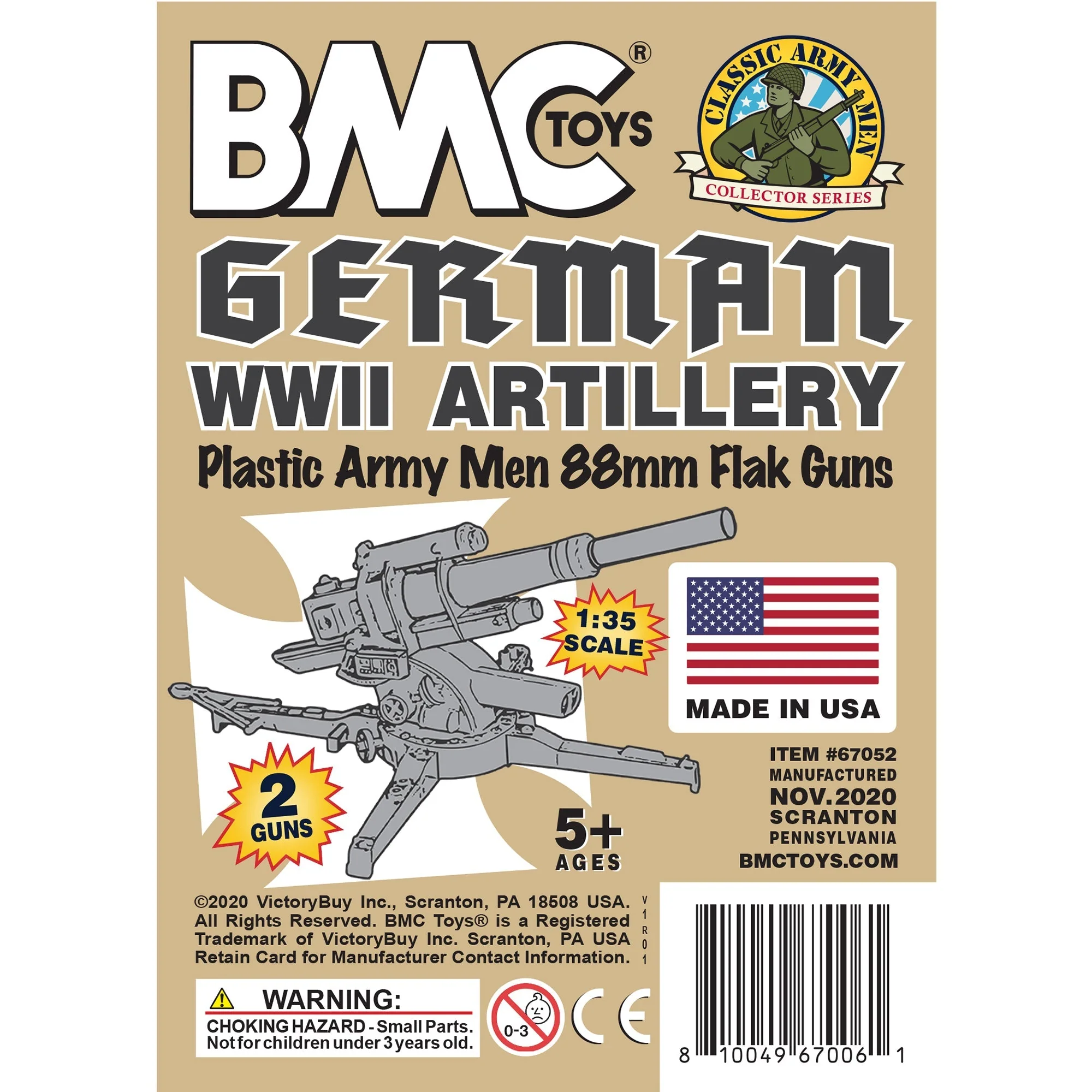 BMC Classic WW2 German 88mm Artillery - 2pc Tan Plastic Army Men Accessories - Image 6