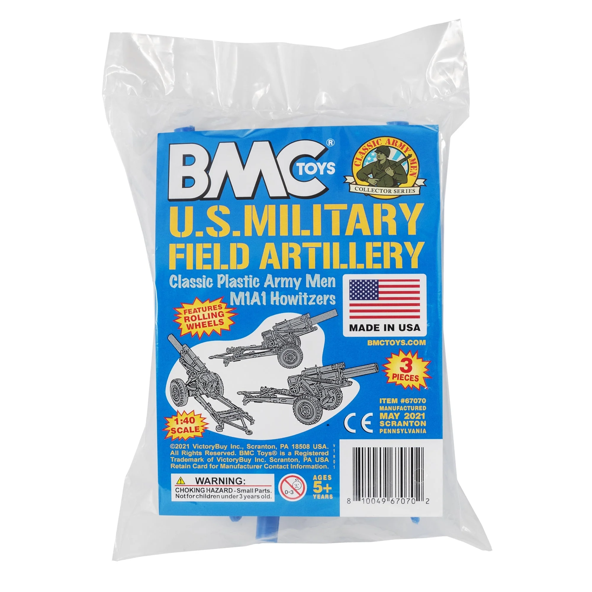 BMC Classic Marx US Military Howitzers Blue 3pc Plastic Army Men Field Artillery - Image 6