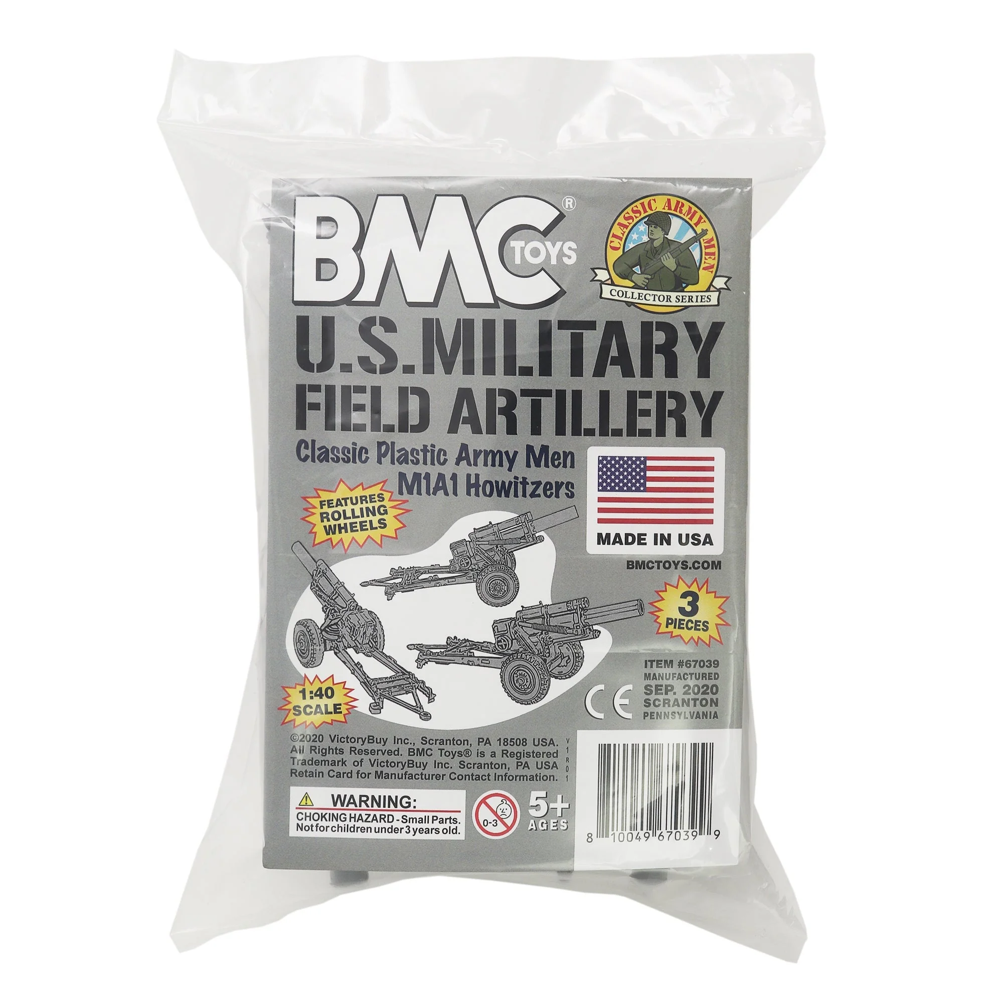 BMC Classic Marx US Military Howitzers Gray 3pc Plastic Army Men Field Artillery - Image 6