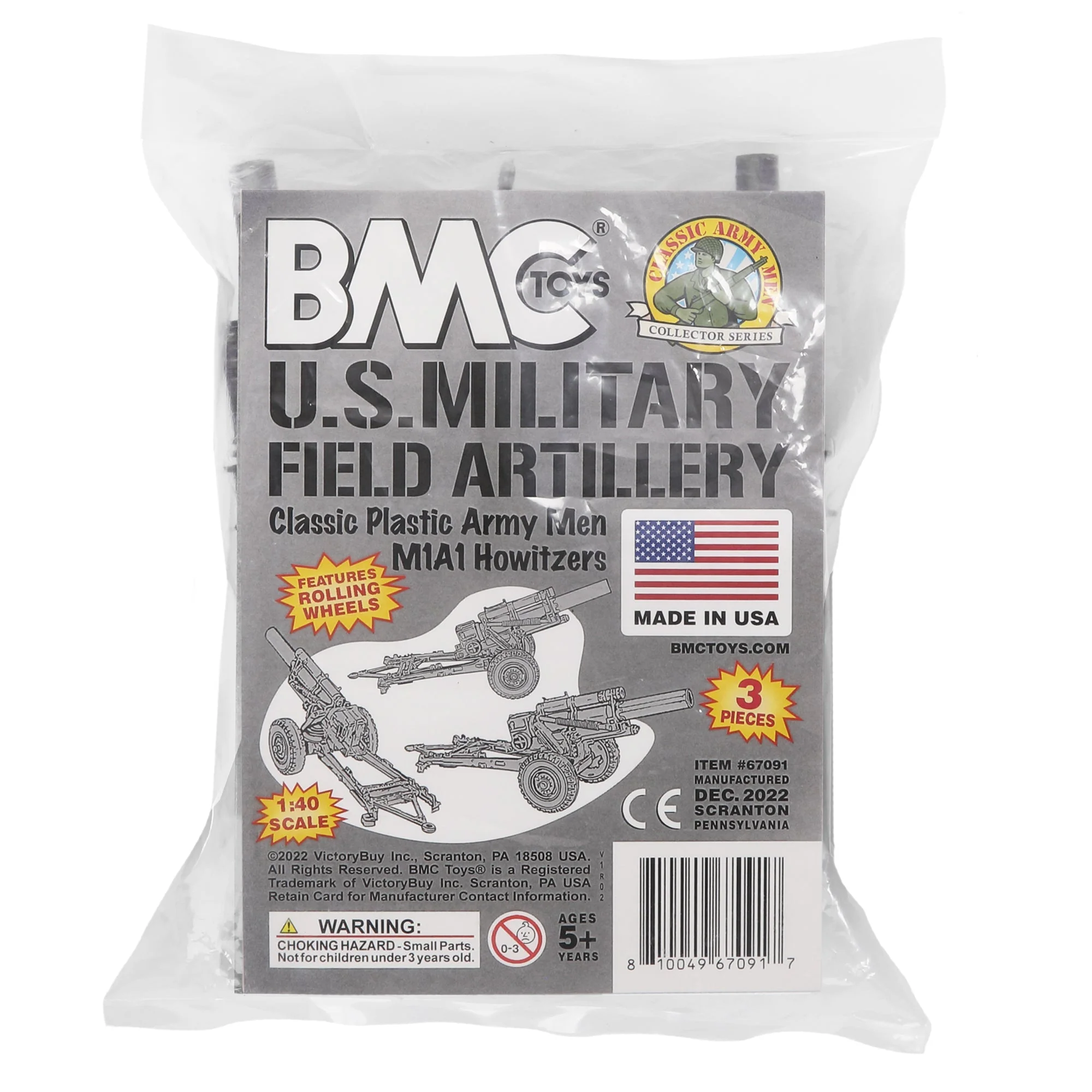 BMC Classic Marx US Military Howitzers Silver 3 Plastic Army Men Field Artillery - Image 5