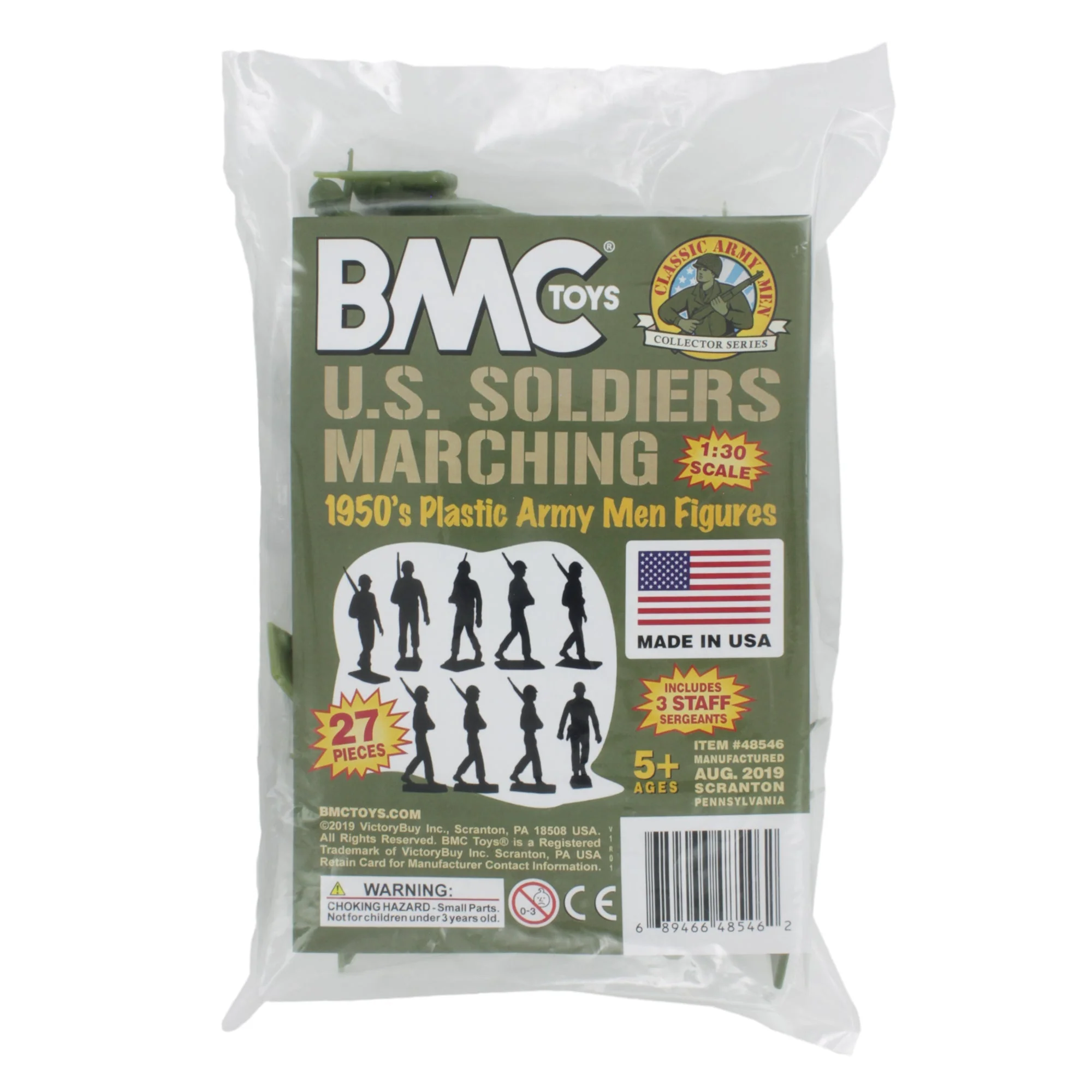 BMC Marx Plastic Army Men Marching US Soldiers OD Green 27pc WW2 Figures US Made - Image 5