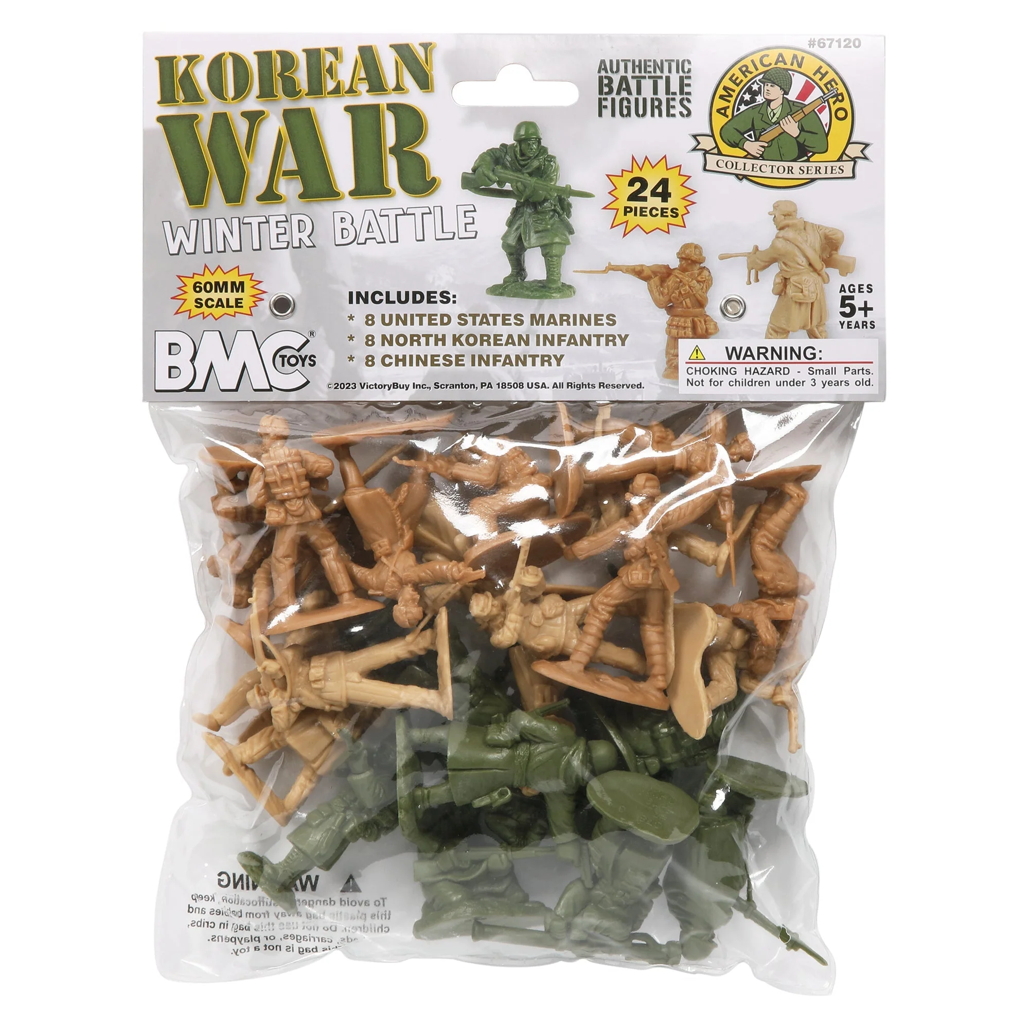 BMC Korean War Winter Battle - 24 American, North Korean, China Soldier Figures - Image 11