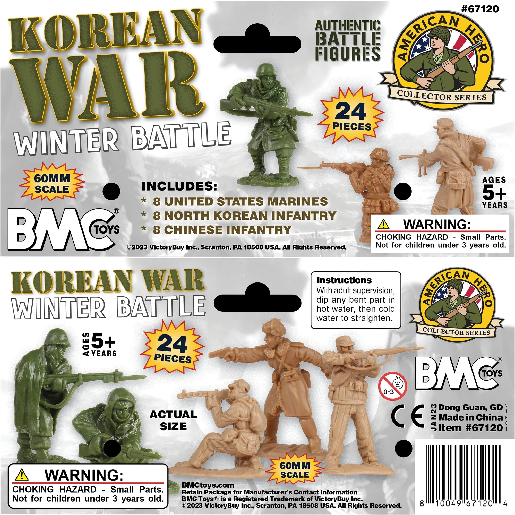 BMC Korean War Winter Battle - 24 American, North Korean, China Soldier Figures - Image 12