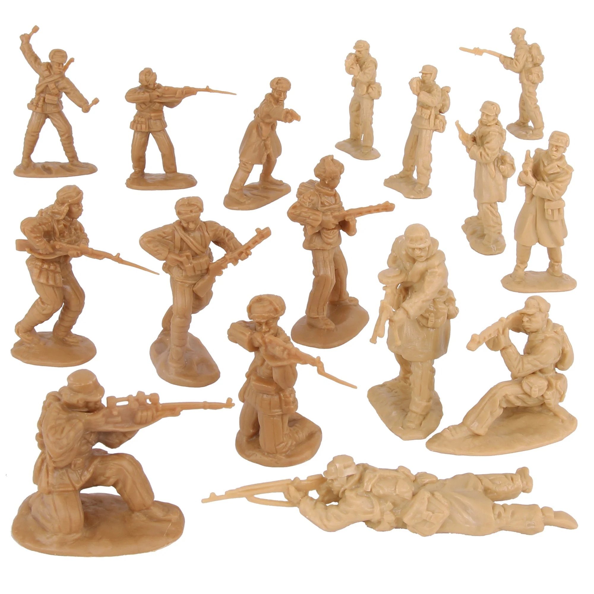 BMC Korean War Winter Battle - 16pc Tan North Korean & Chinese Soldier Figures - Image 5