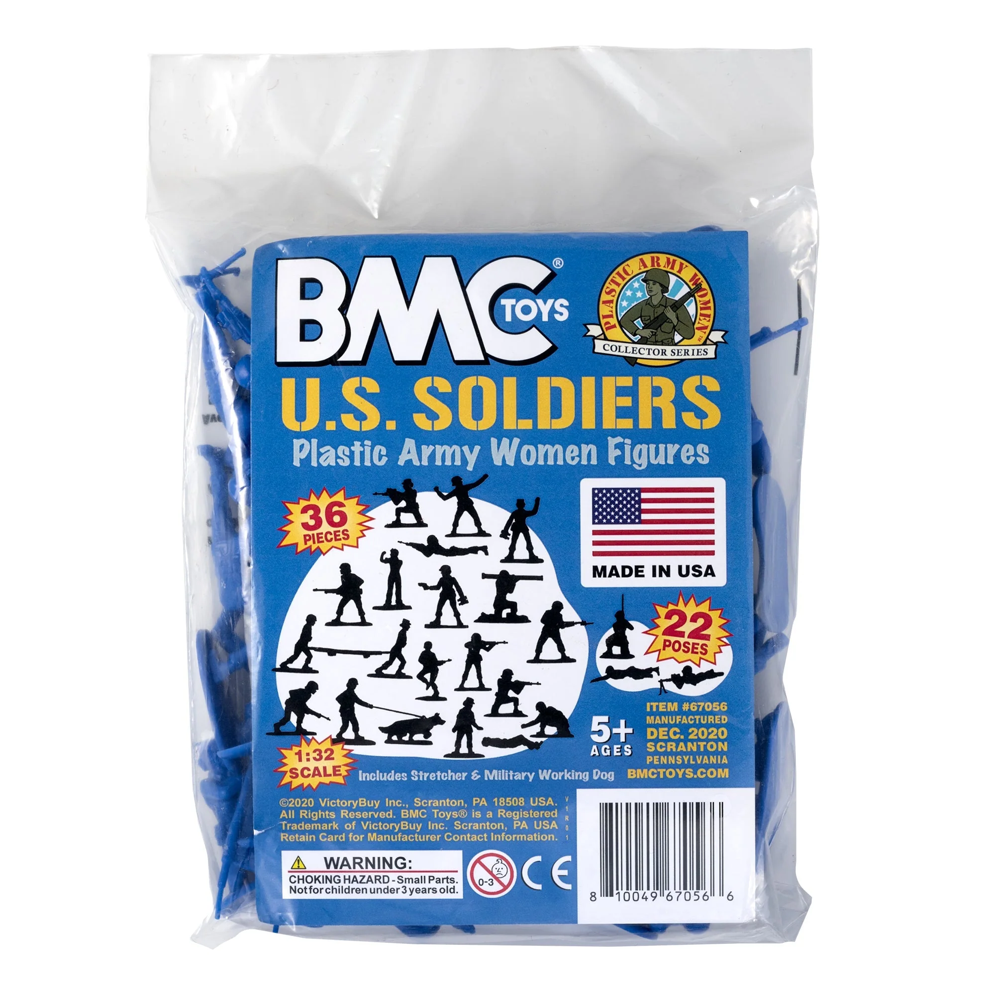 BMC Plastic Army Women - Blue 36pc Female Soldier Figures - Made in USA - Image 8