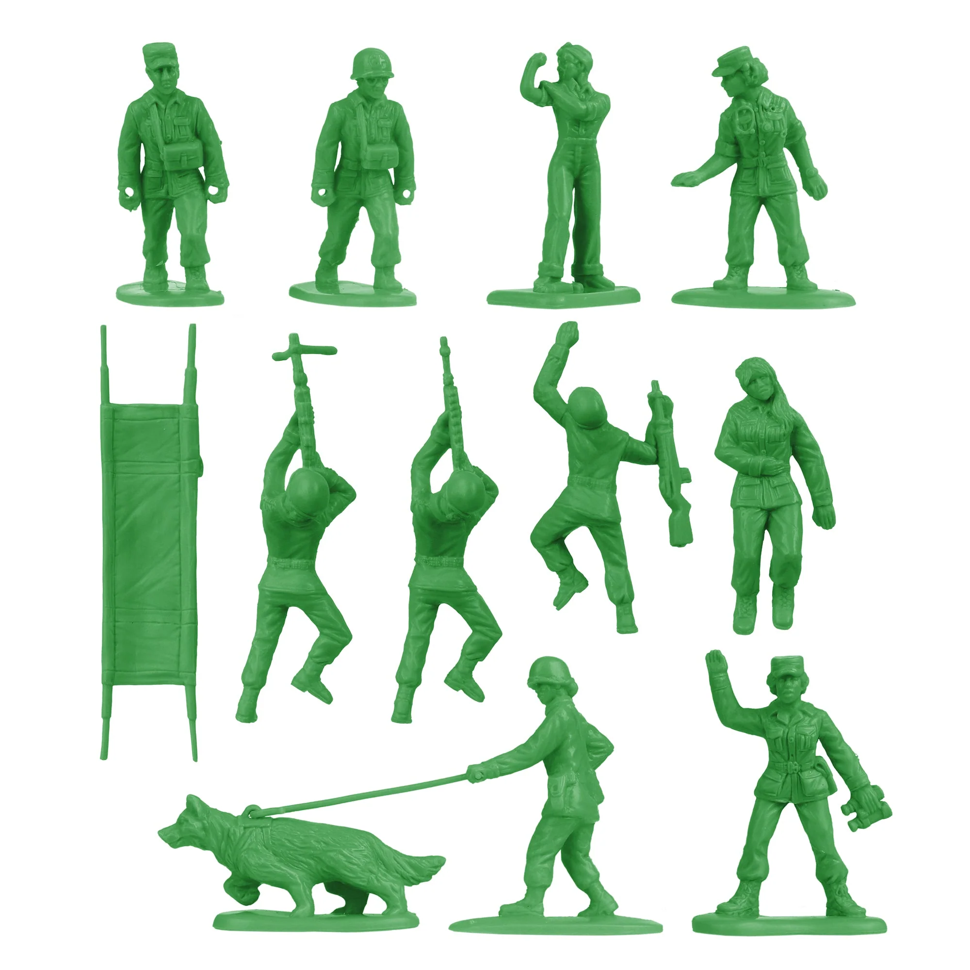 BMC Plastic Army Women - Green 36pc Female Soldier Figures - Made in USA - Image 6