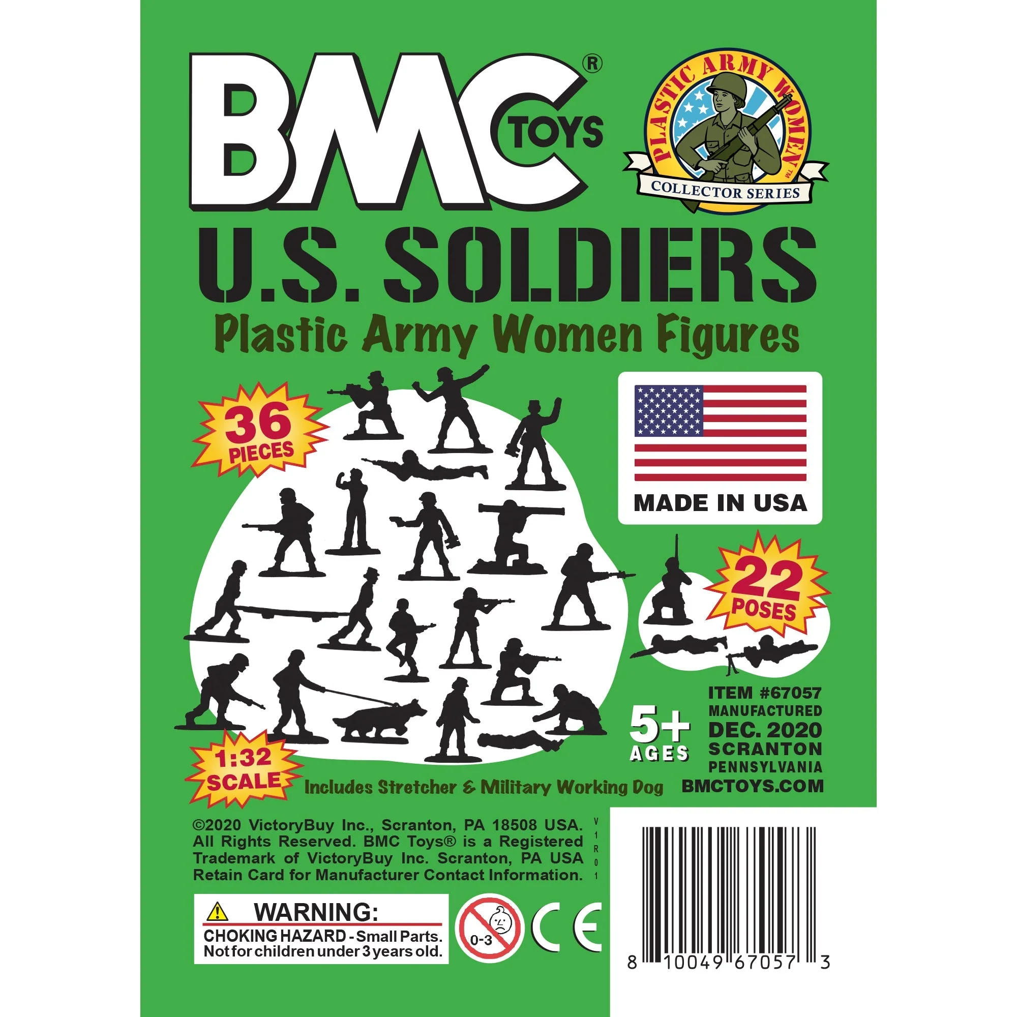 BMC Plastic Army Women - Green 36pc Female Soldier Figures - Made in USA - Image 9
