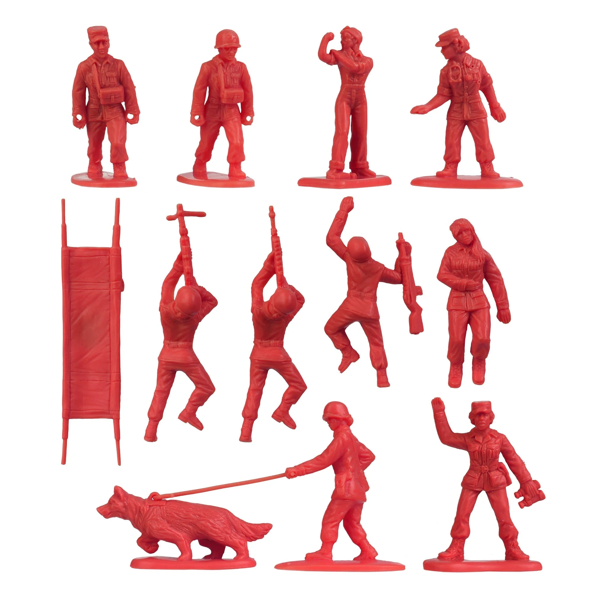 BMC Plastic Army Women - Red 36pc Female Soldier Figures - Made in USA - Image 7