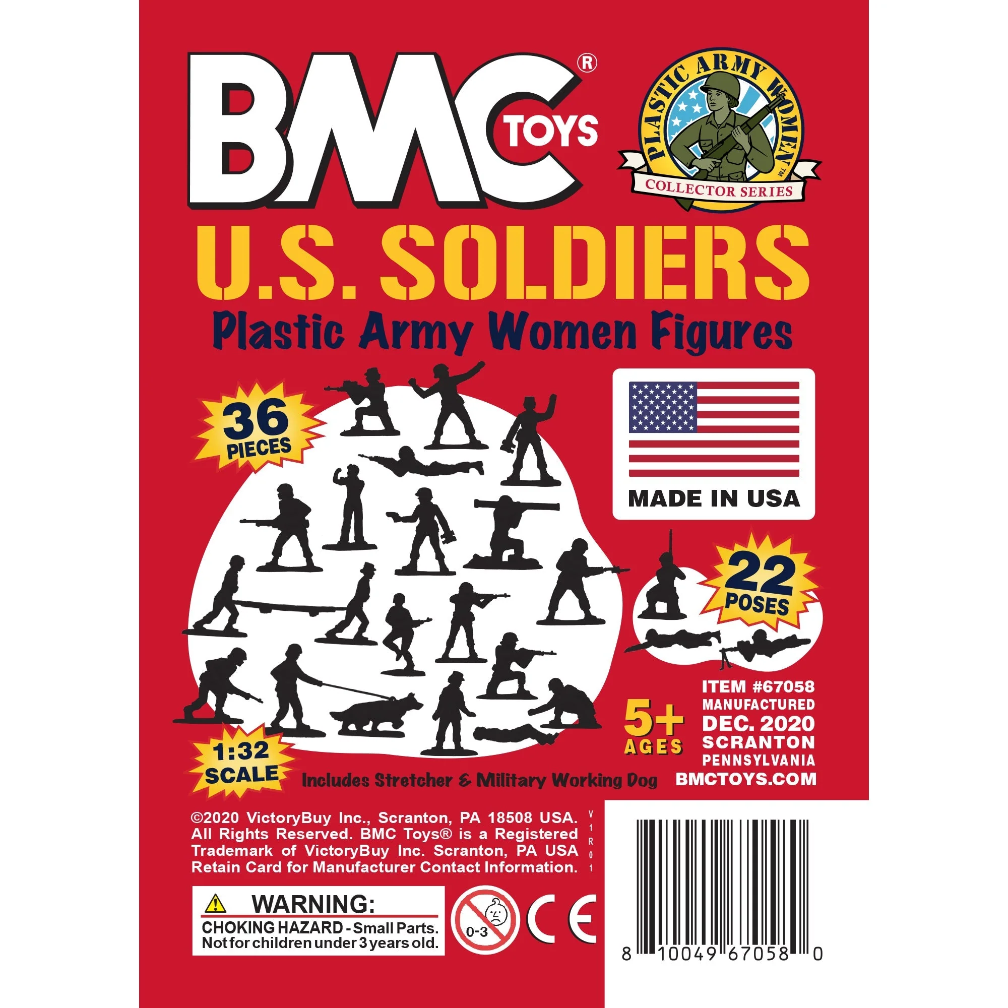 BMC Plastic Army Women - Red 36pc Female Soldier Figures - Made in USA - Image 8