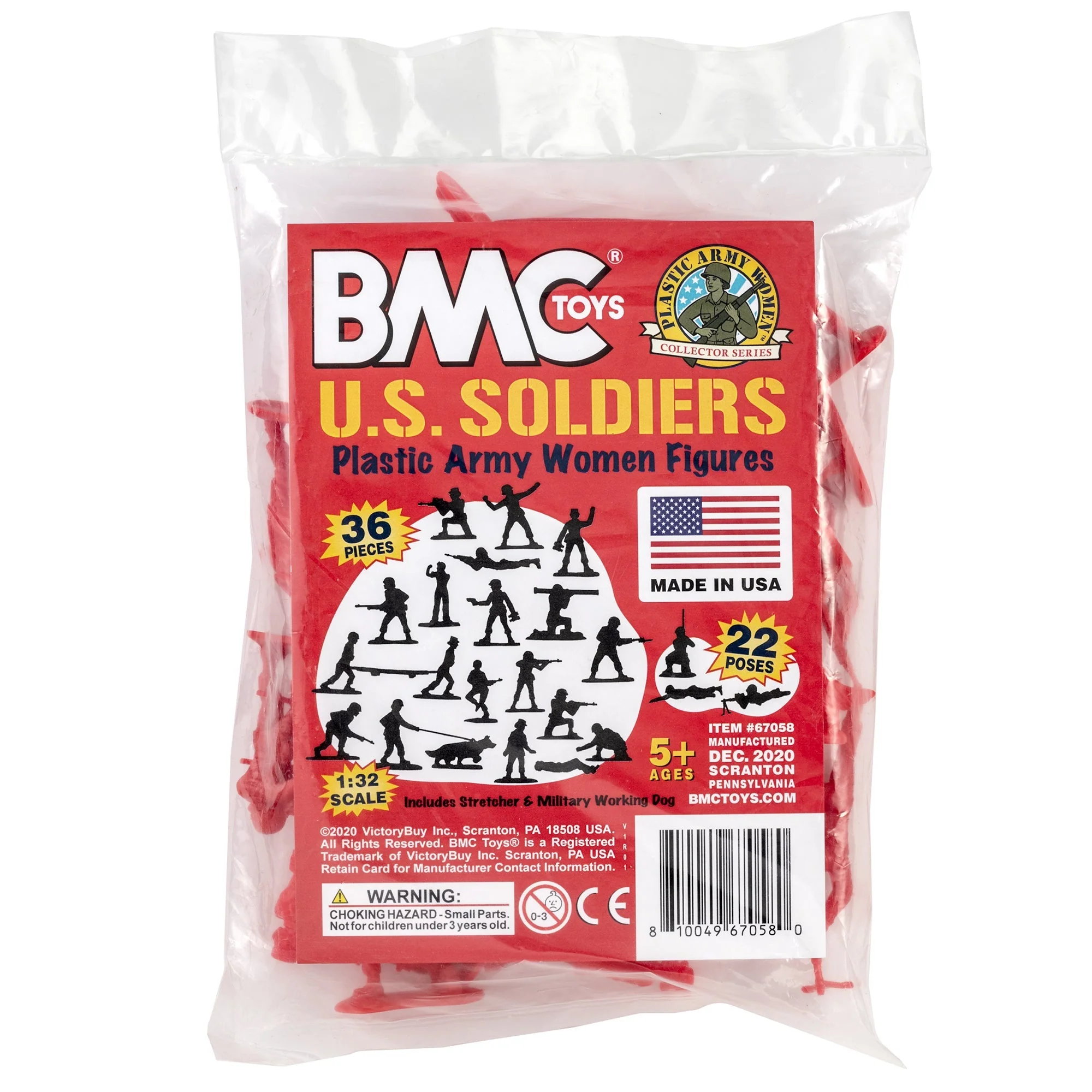 BMC Plastic Army Women - Red 36pc Female Soldier Figures - Made in USA - Image 9