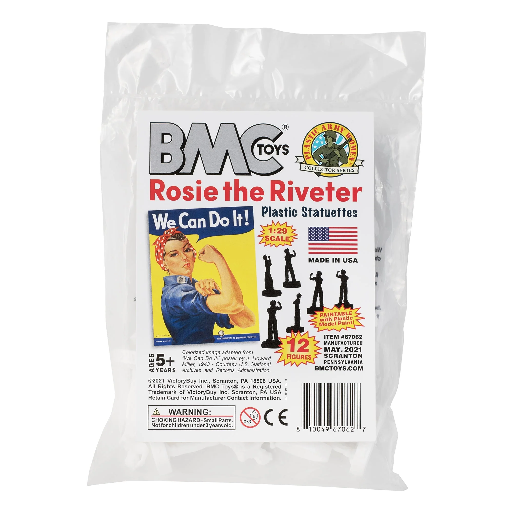 BMC ROSIE the RIVETER Plastic Figures - 12pc Paintable Model Figurine Statues - Image 5