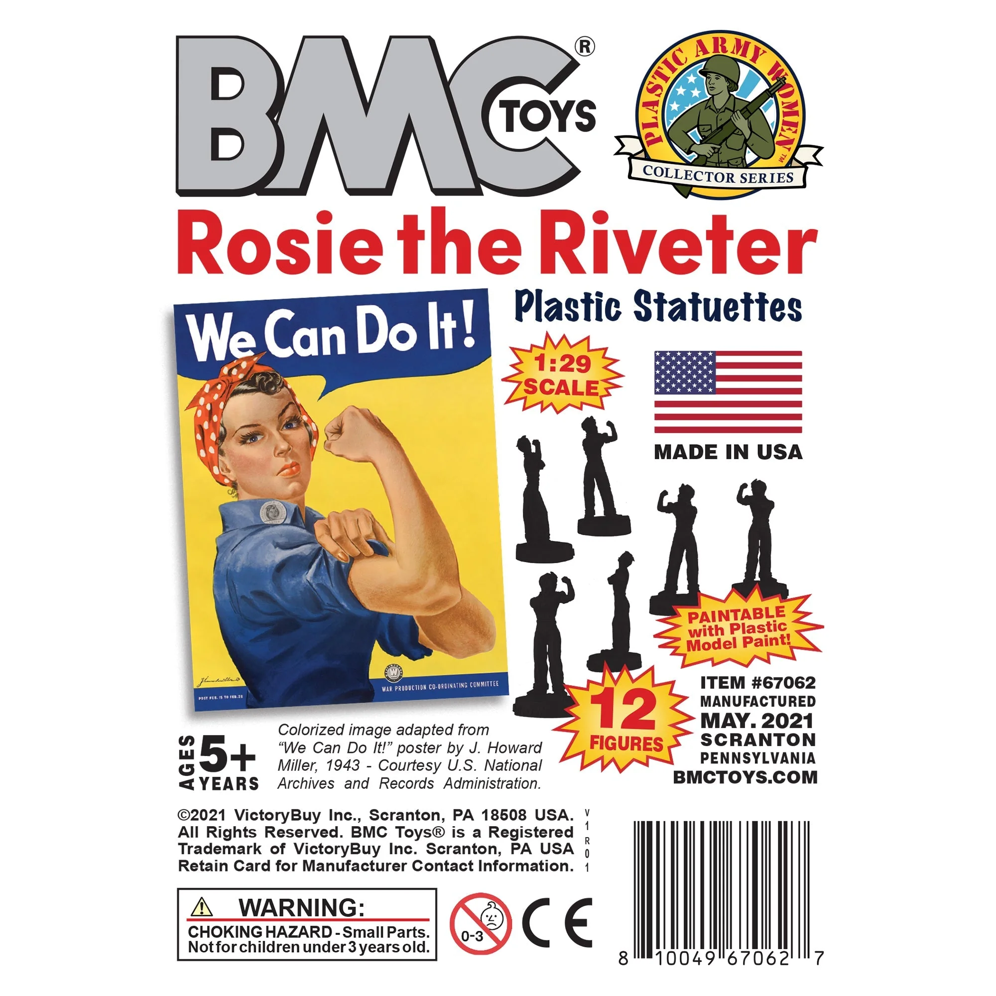 BMC ROSIE the RIVETER Plastic Figures - 12pc Paintable Model Figurine Statues - Image 6