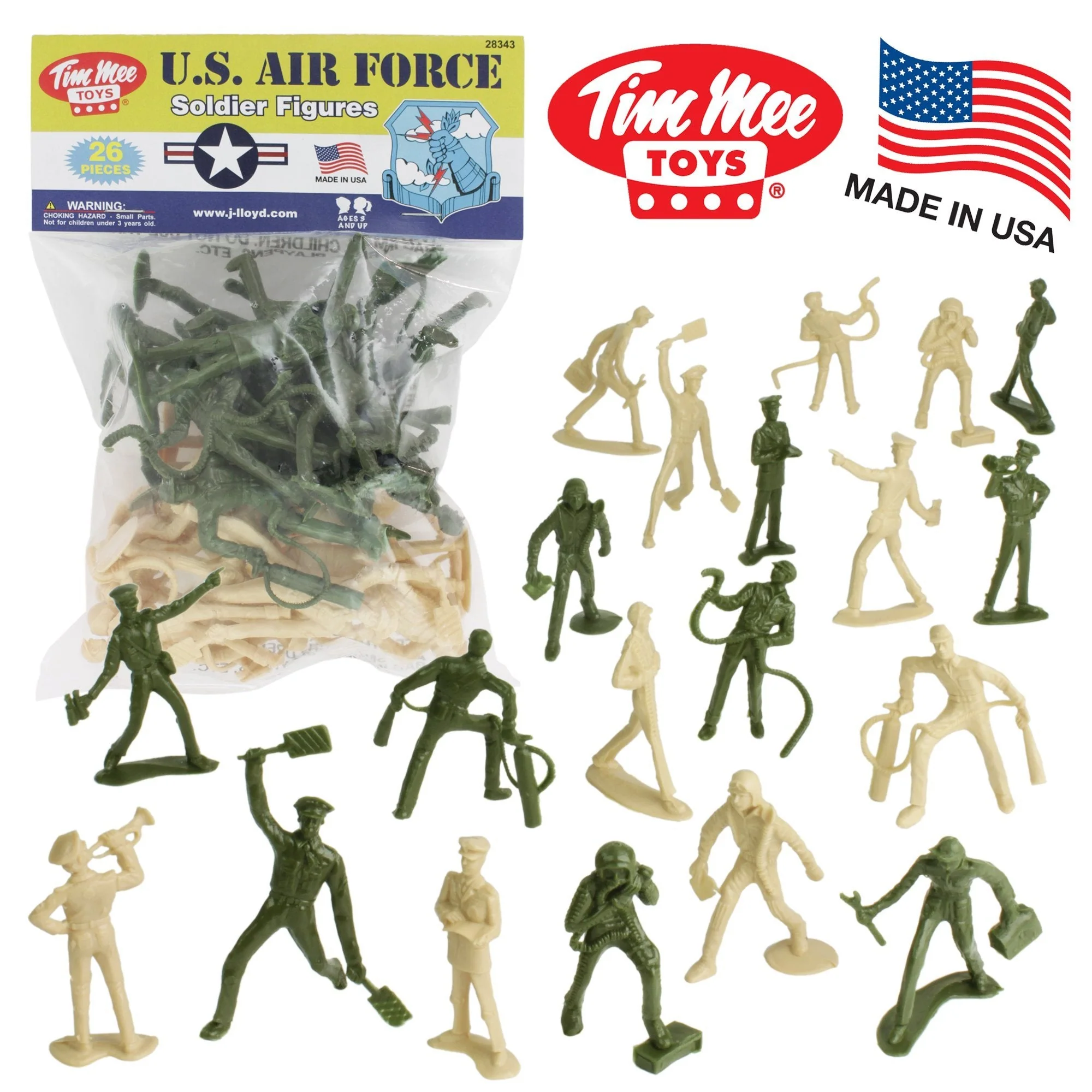 TimMee AIR FORCE Plastic Army Men - Green & Tan 26pc Toy Soldier Figures US Made - Image 8