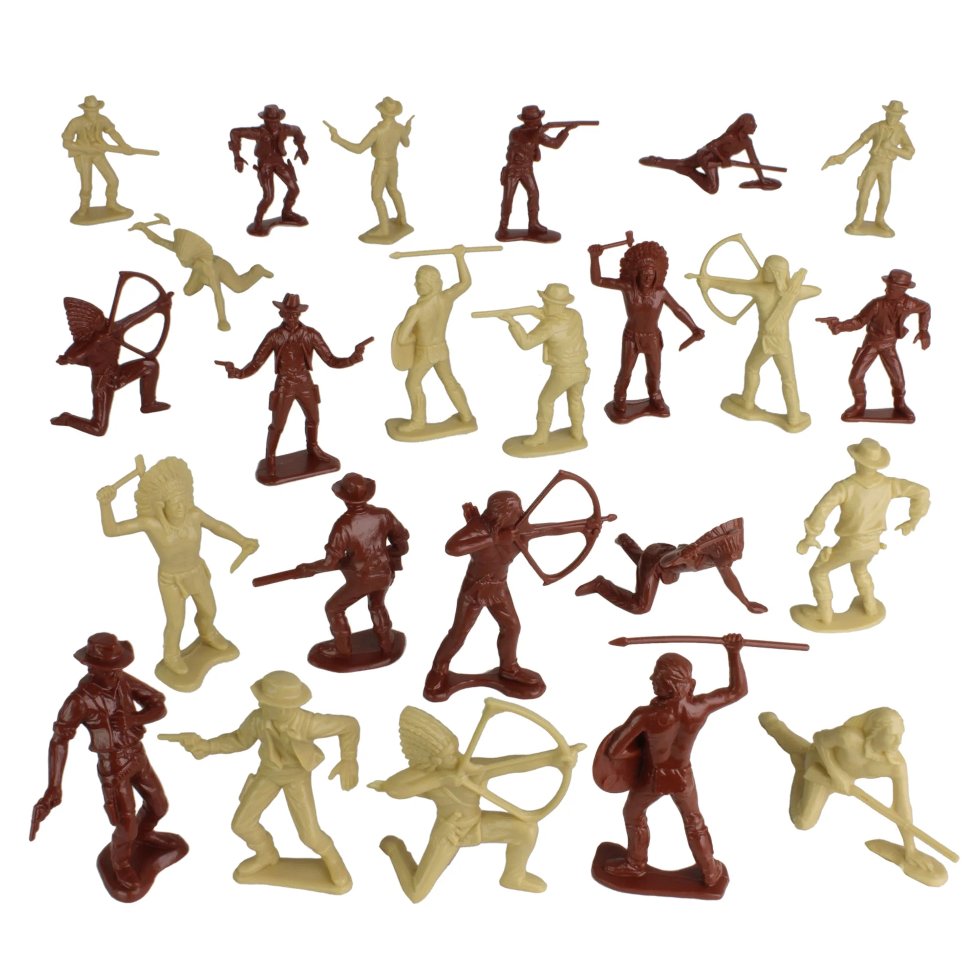TimMee Cowboy & Indian Plastic Figures - 40pc Tan & Rust Brown Playset - US Made - Image 5
