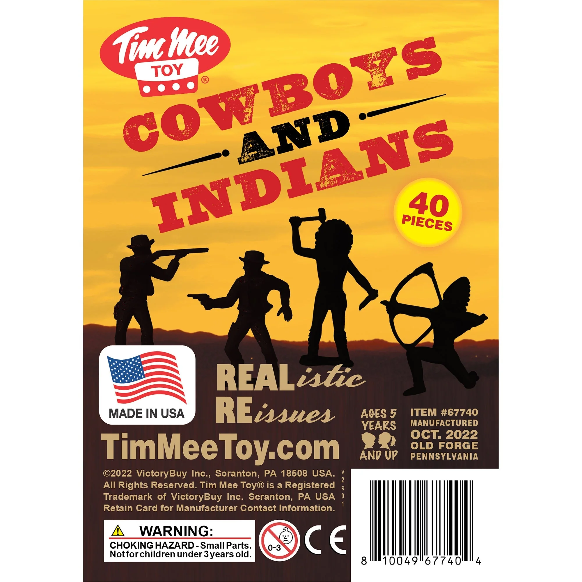 TimMee Cowboy & Indian Plastic Figures - 40pc Tan & Rust Brown Playset - US Made - Image 9