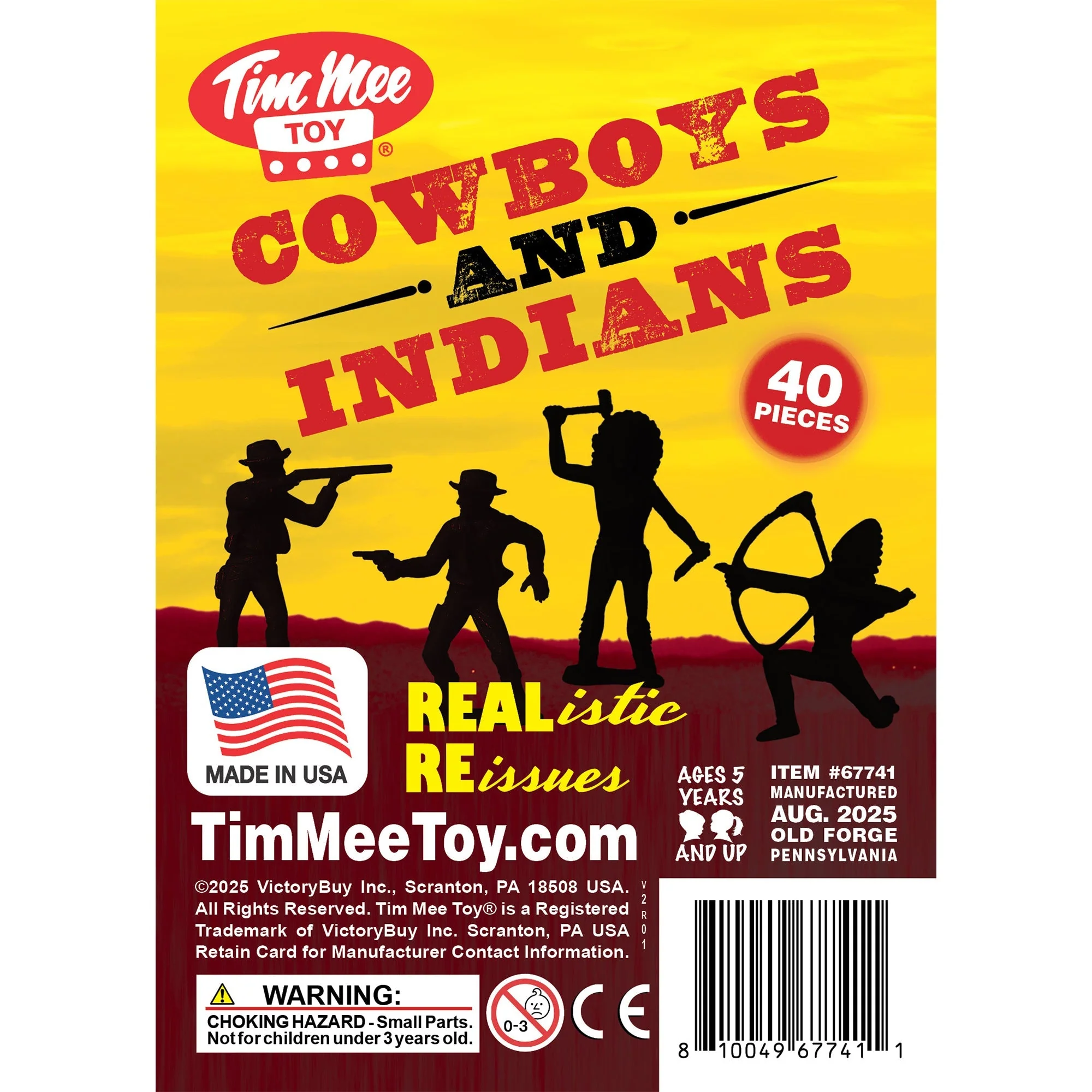 TimMee Cowboys & Indians Plastic Figures - 40pc Red & Yellow Playset - US Made - Image 11