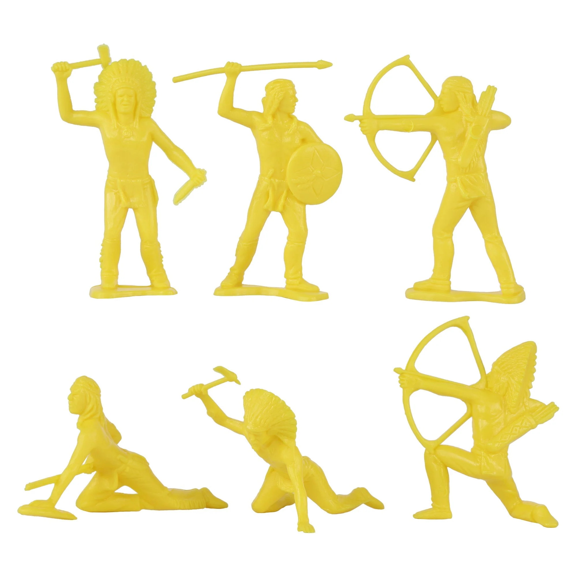 TimMee Cowboys & Indians Plastic Figures - 40pc Red & Yellow Playset - US Made - Image 6