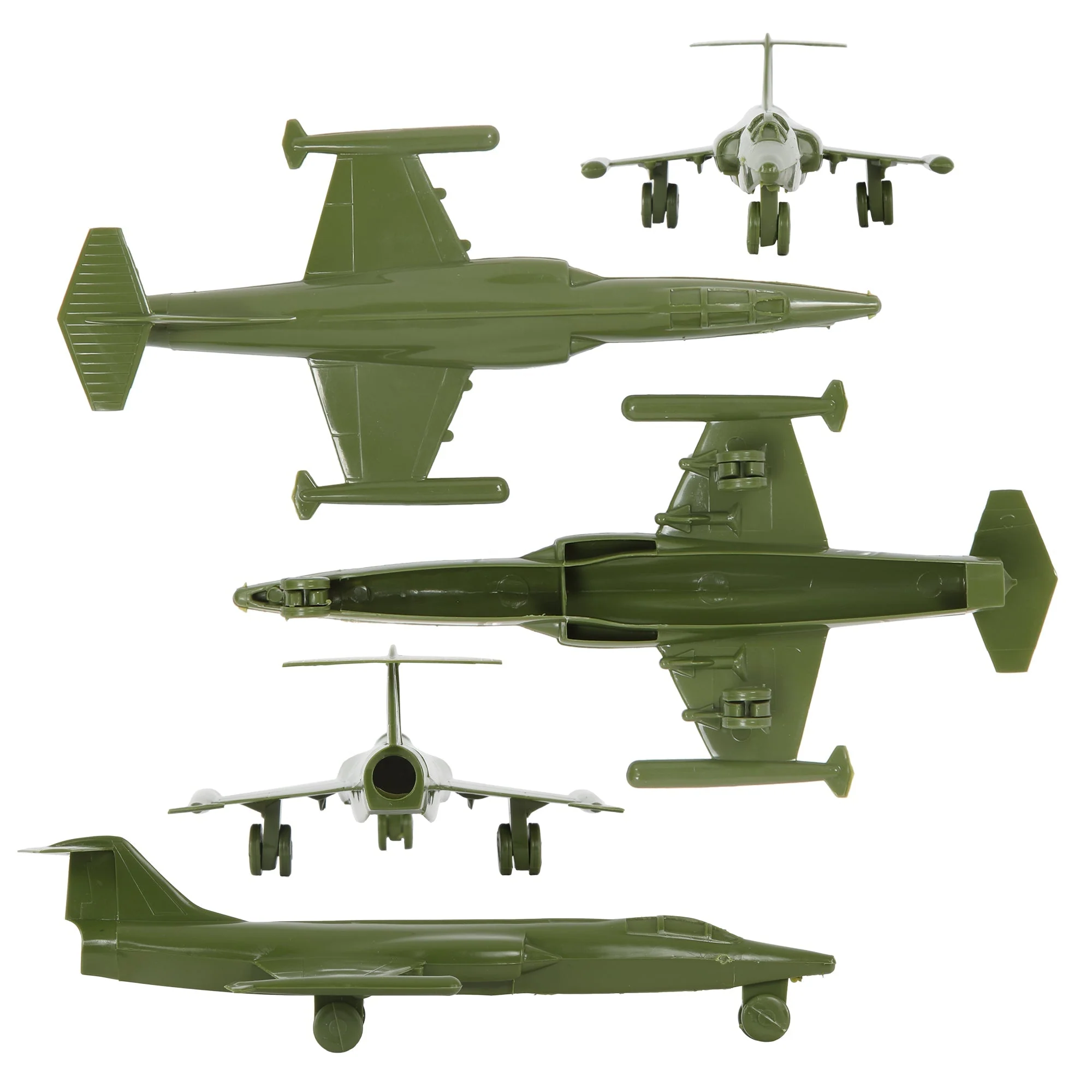 TimMee Plastic Army Men Cold War Fighter Jets - OD Green Airplanes Made in USA - Image 3