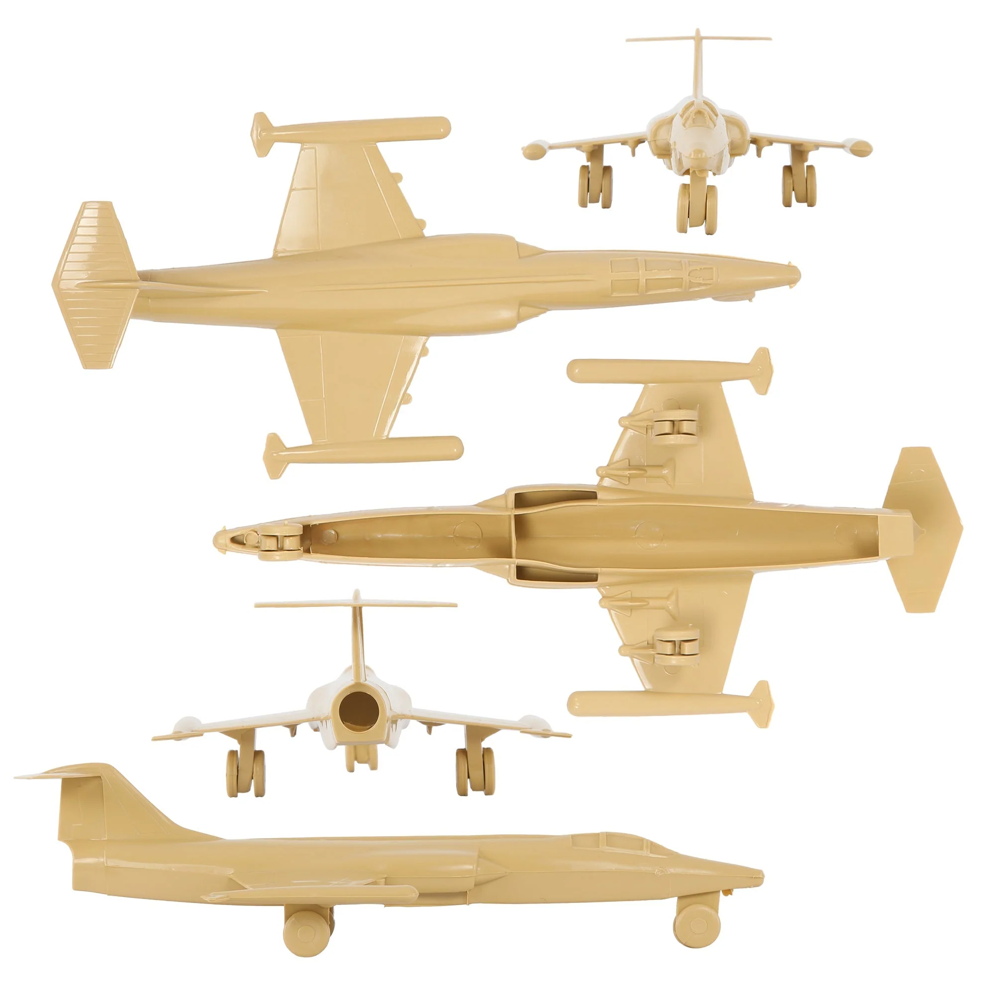 TimMee Plastic Army Men Cold War Fighter Jets - Tan Airplanes Made in USA - Image 3