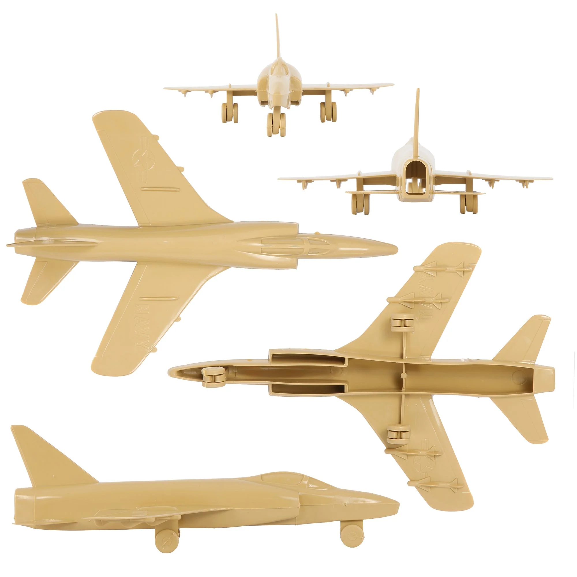 TimMee Plastic Army Men Cold War Fighter Jets - Tan Airplanes Made in USA - Image 4