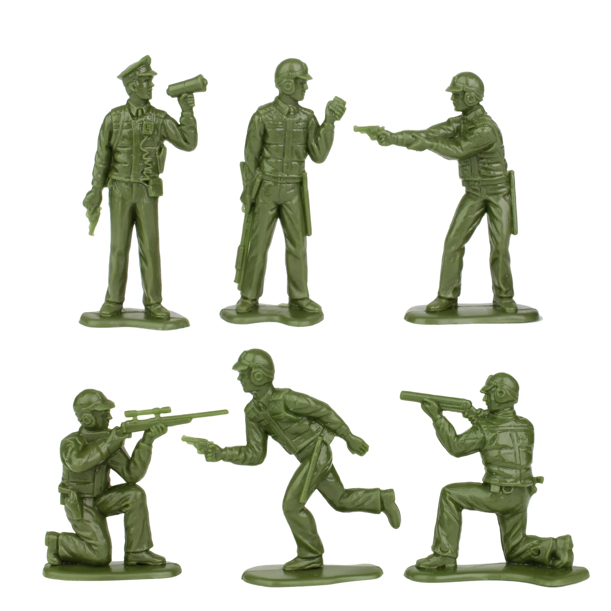 Tim Mee Toy SWAT Plastic Army Men - 24 Tan & OD Green Police Figures US Made - Image 3