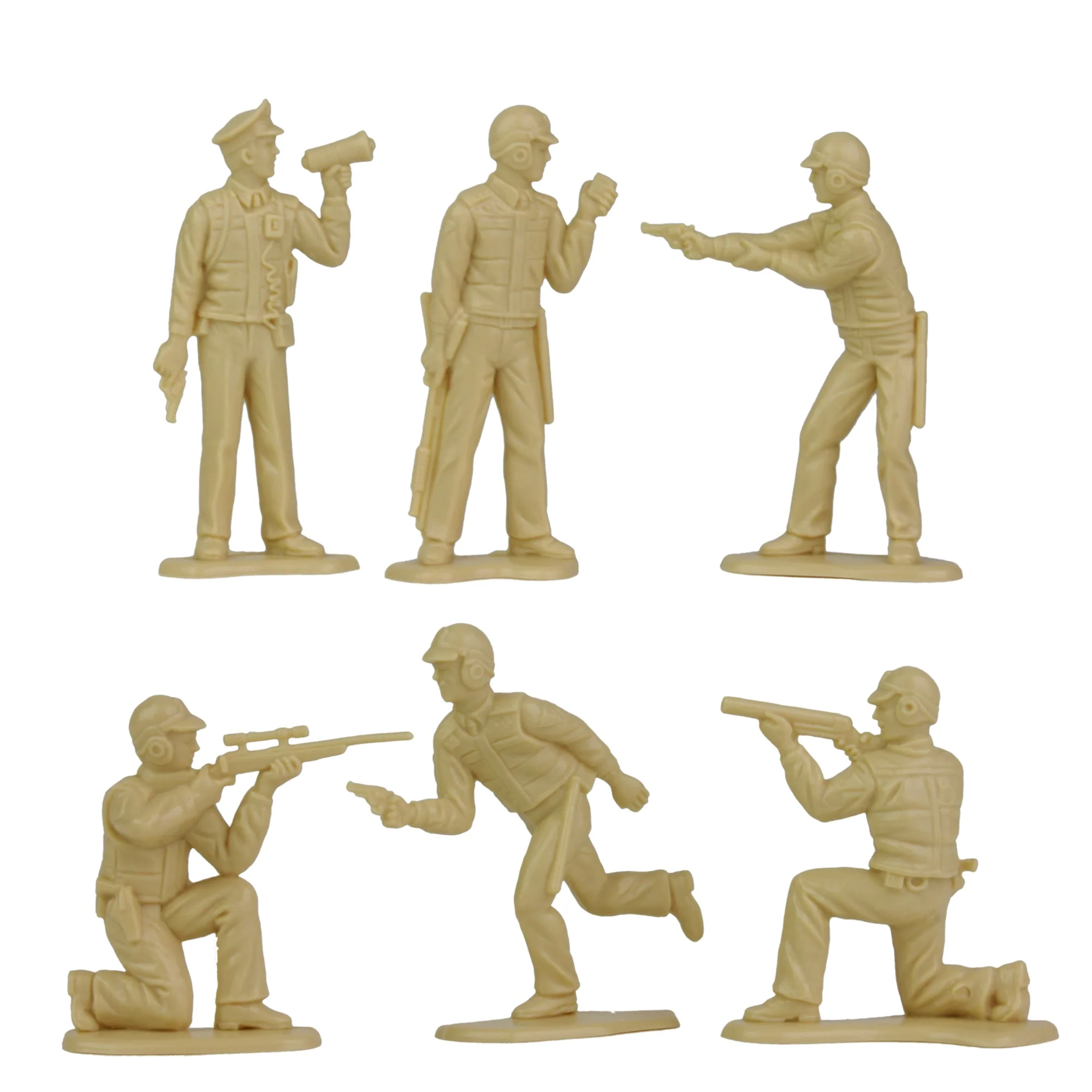 Tim Mee Toy SWAT Plastic Army Men - 24 Tan & OD Green Police Figures US Made - Image 4