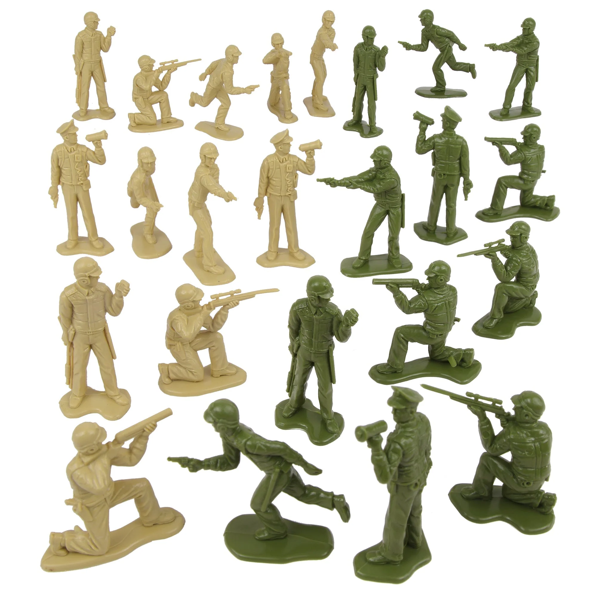 Tim Mee Toy SWAT Plastic Army Men - 24 Tan & OD Green Police Figures US Made - Image 5