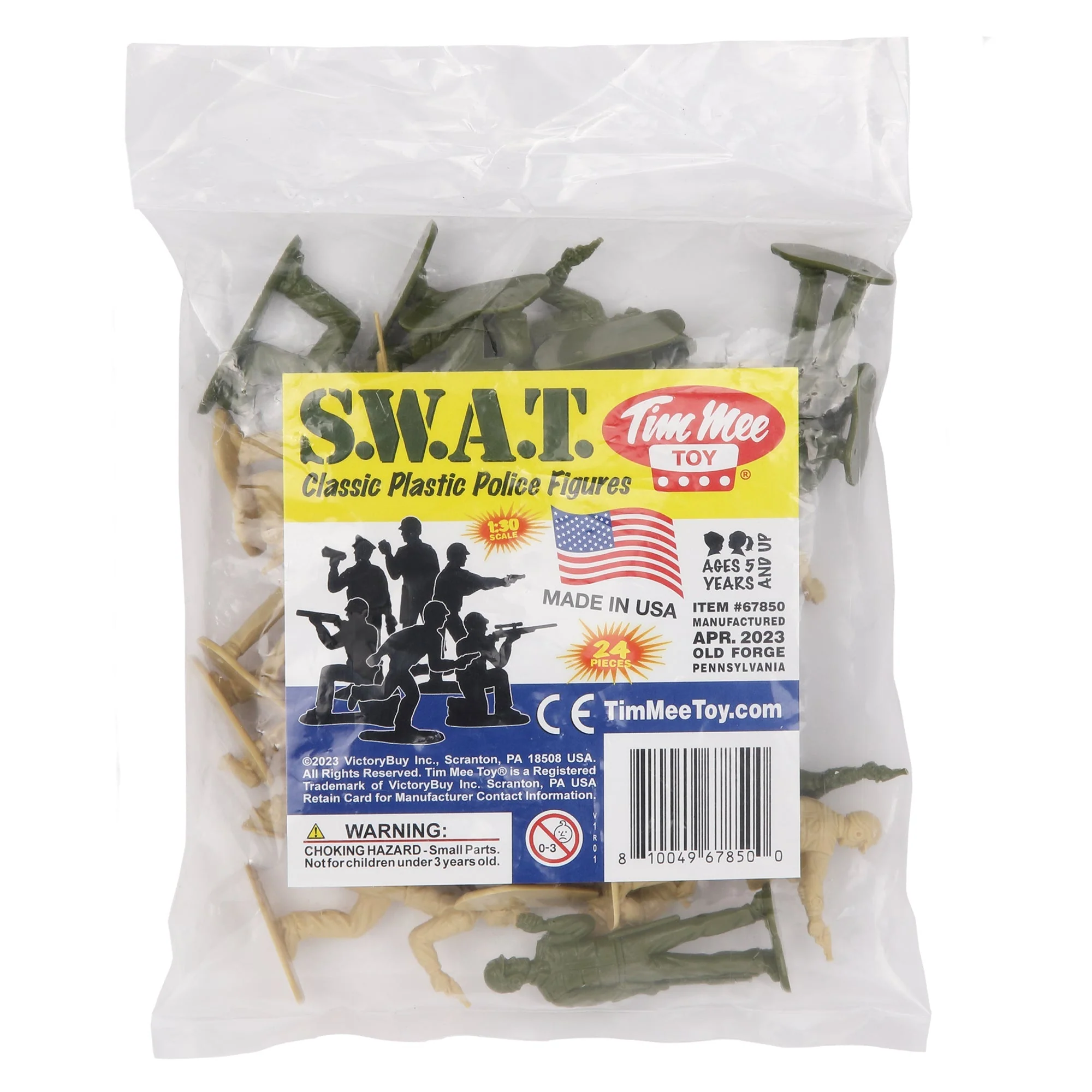Tim Mee Toy SWAT Plastic Army Men - 24 Tan & OD Green Police Figures US Made - Image 8